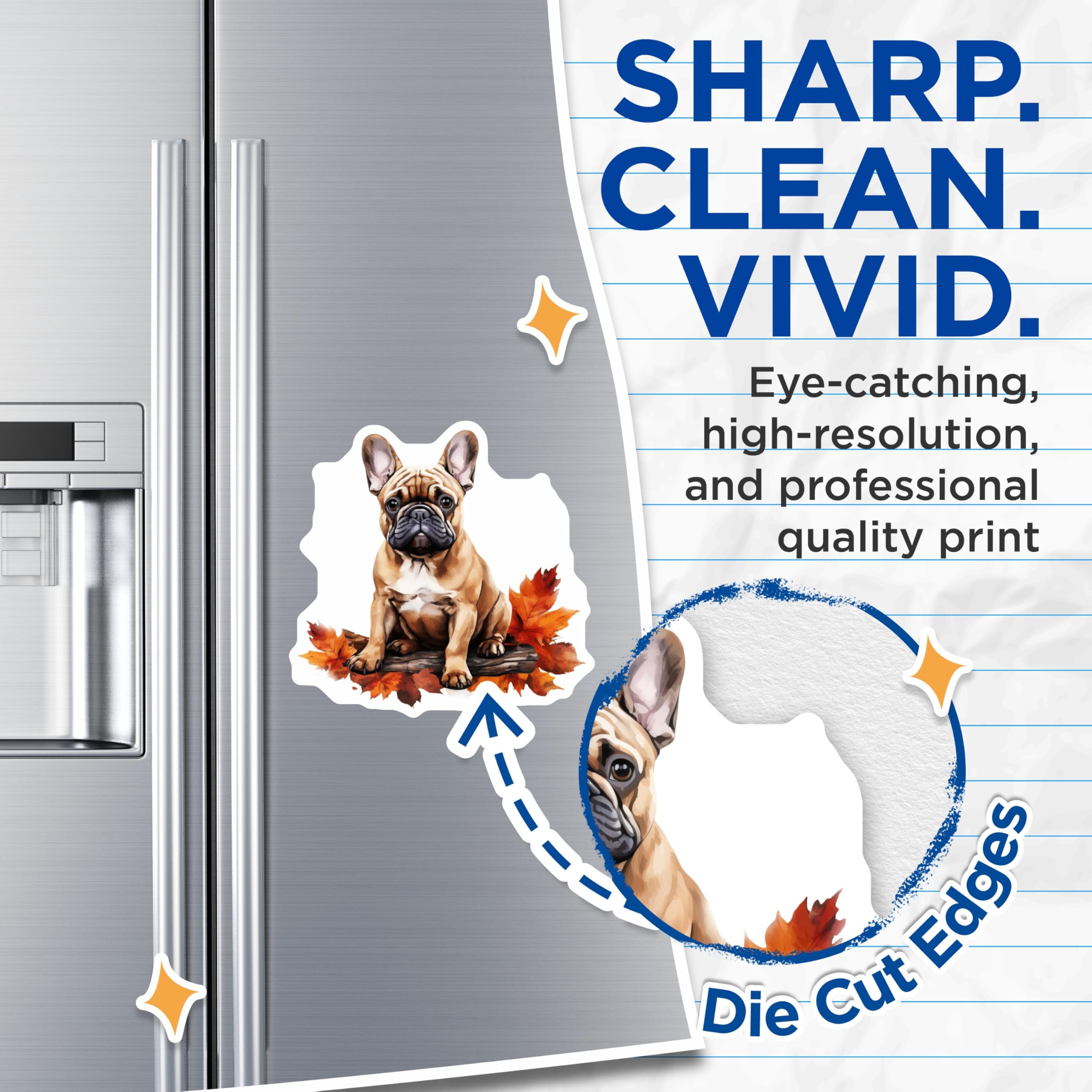 (2 Pack) French Bulldog Autumn Magnets - Fawn Frenchie Decor - Dog Lover Fall Decor - 5 Inches On Longest Side - Thick Durable Magnet - Made in USA - MAG29548