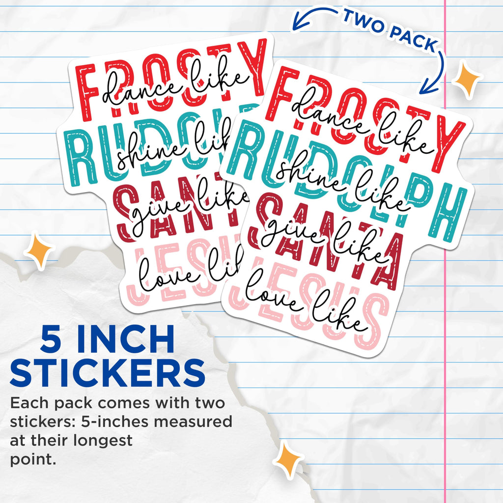 (2 Pack) Christmas Quotes Stickers - Inspirational Holiday Decals - Festive Motivational Stickers for Christmas Gifts - 5" On Longest Side - Sticks to Smooth Flat Surfaces - Made in USA - BMCS6501