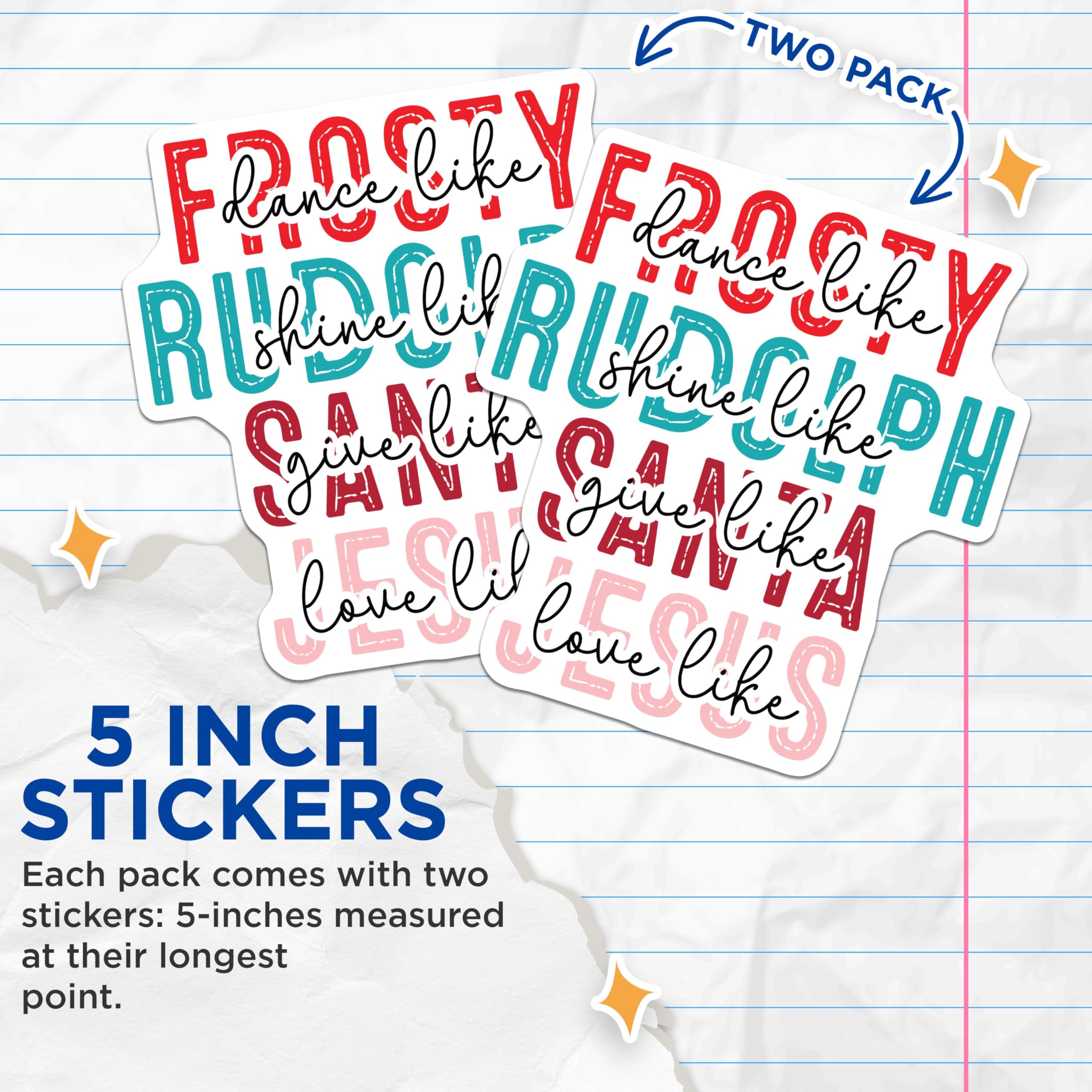(2 Pack) Christmas Quotes Stickers - Inspirational Holiday Decals - Festive Motivational Stickers for Christmas Gifts - 5" On Longest Side - Sticks to Smooth Flat Surfaces - Made in USA - BMCS6501