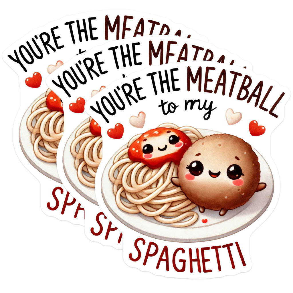 (3 Pack) Spaghetti Decals - Meatball to My Spaghetti - Foodie Lover Decals - 3 Inches On Longest Side - Easy Peel & Apply - Made in USA - 3MCS2308