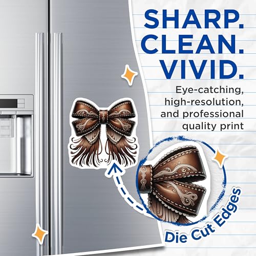 (2 Pack) Western Leather Bow Magnets - Rustic Fridge Magnet - Country Kitchen Decor - 5" On Longest Side - for Cars, Fridges, Toolboxes - Made in USA - MAG6601