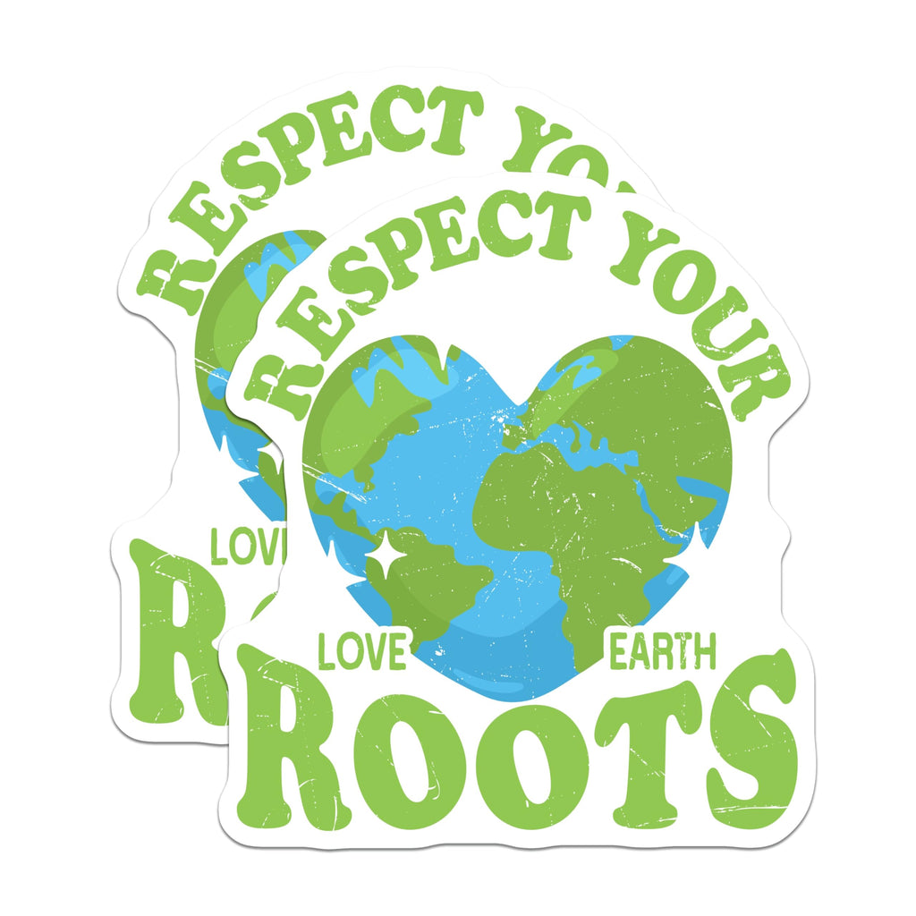 (2 Pack) Respect Your Earth Magnets - Love Your Roots Planet - Environmental Awareness Decor - 5 Inches On Longest Side - Thick Durable Magnet - Made in USA - MAG20772