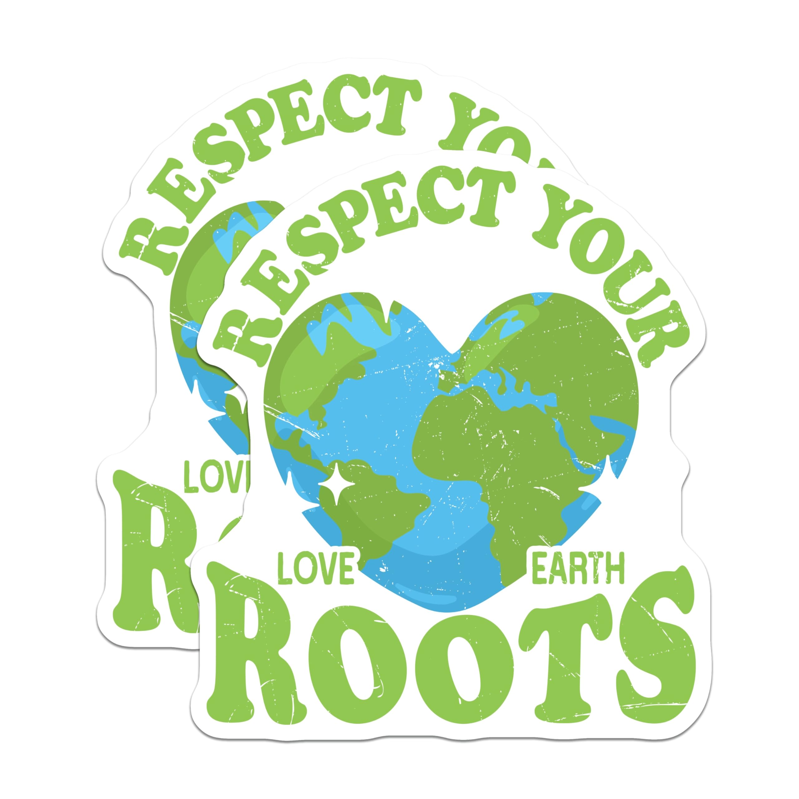 (2 Pack) Respect Your Earth Magnets - Love Your Roots Planet - Environmental Awareness Decor - 5 Inches On Longest Side - Thick Durable Magnet - Made in USA - MAG20772