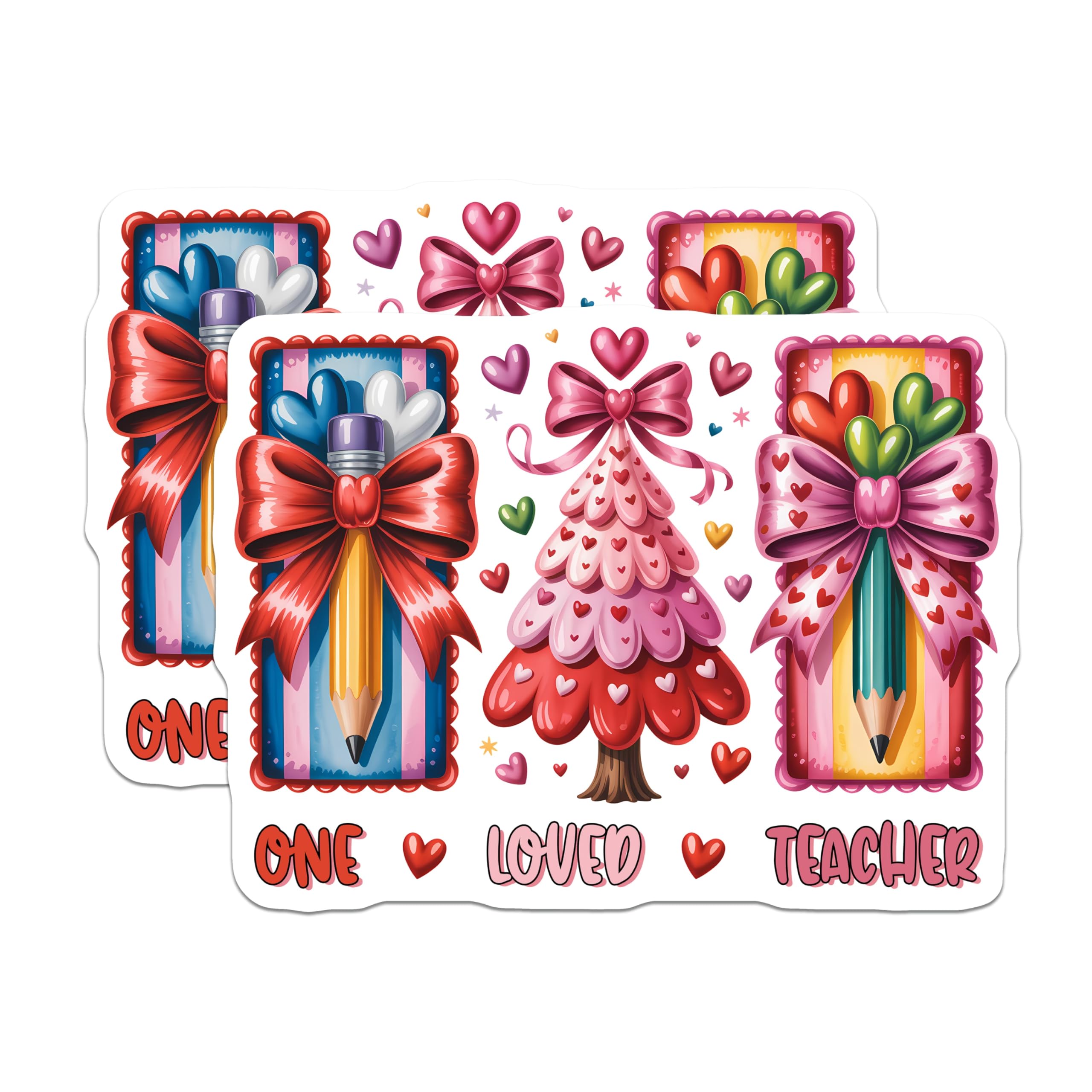(2 Pack) Teacher Appreciation Magnets - One Loved Teacher- School Decoration Magnet - 5" On Longest Side - Premium Magnet - for Cars, Refrigerators, Toolboxes, Lockers - Made in USA - MAG16570