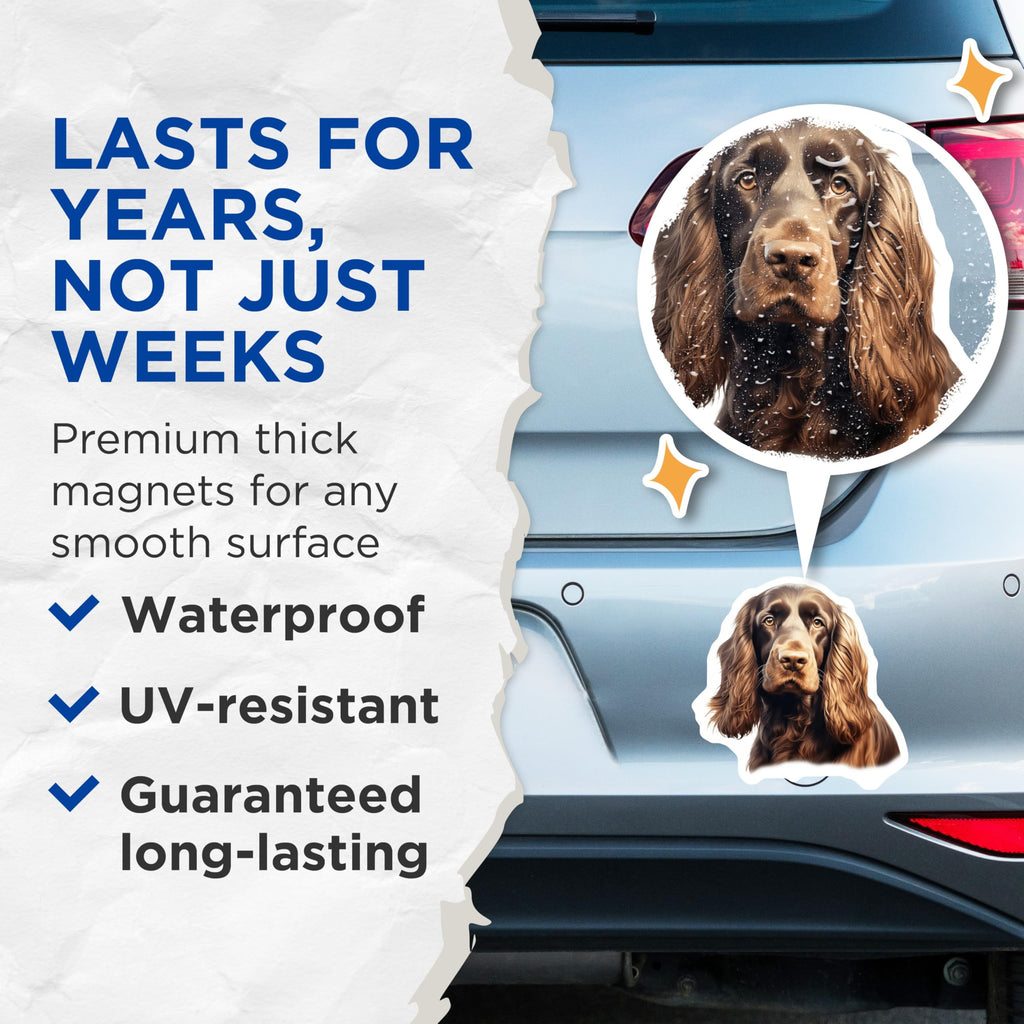 (2 Pack) Cocker Spaniel Magnets - Brown Spaniel Dog Art Decor - Pet Lover Refrigerator Magnets - Dog Owner Accent - 5 Inches On Longest Side - Thick Durable Magnet - Made in USA - MAG25451