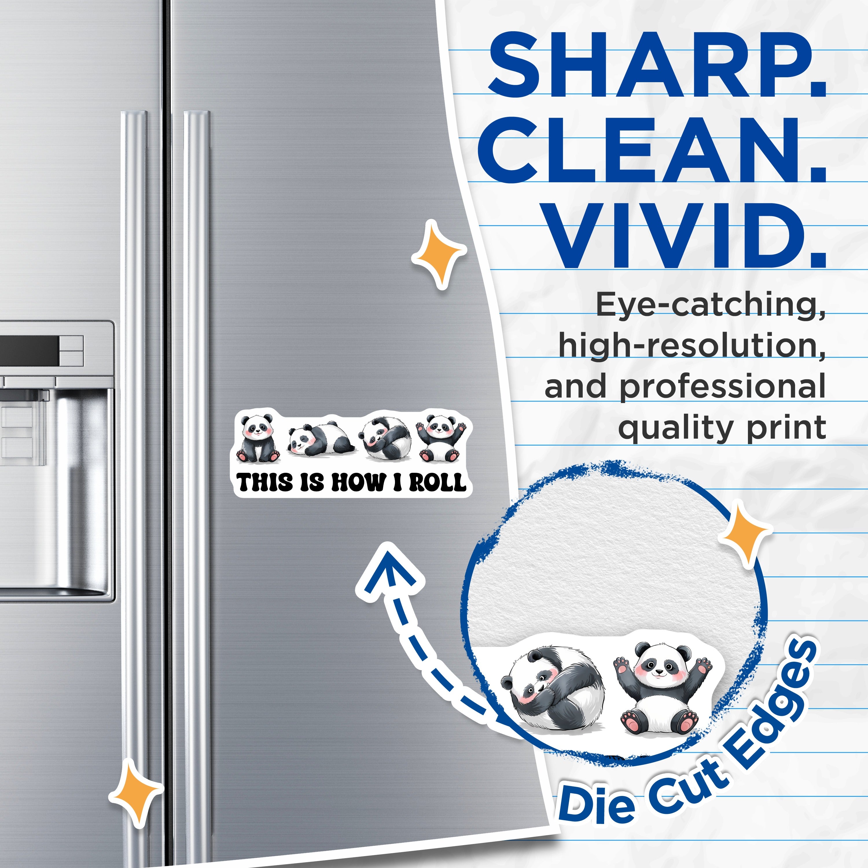(2 Pack) Cute Panda Magnets - Funny Animal Saying - Kawaii Bear Accessory for Fridge Decor - 5 Inches On Longest Side - Thick Durable Magnet - Made in USA - MAG39083