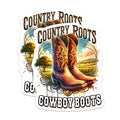 (2 Pack) Country Roots Cowboy Boots Stickers - Western Theme - Vintage Style Stickers - Rustic Art - 5" On Longest Side - Sticks to Smooth Flat Surfaces - Made in USA - BMCS6793
