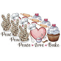 (3 Pack) Peace Love Bake Decals - Leopard Print - Cupcake Baker Gift - 3 Inches On Longest Side - Easy Peel & Apply - Made in USA - 3MCS1810