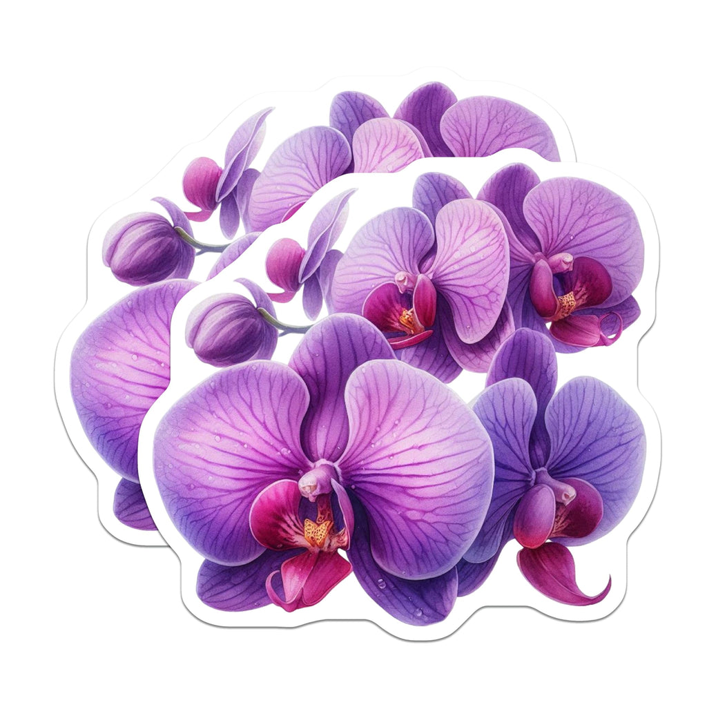 (2 Pack) Purple Orchid Magnets - Vibrant Floral Refrigerator Decor - Exotic Botanical Home Kitchen Locker Magnets - 5 Inches On Longest Side - Thick Durable Magnet - Made in USA - MAG20886