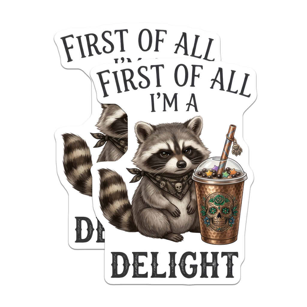 (2 Pack) Sassy Raccoon Boba Magnets - Grumpy Animal Quote Fridge Decor - Delightful Humor Accessory - 5 Inches On Longest Side - Thick Durable Magnet - Made in USA - MAG37115