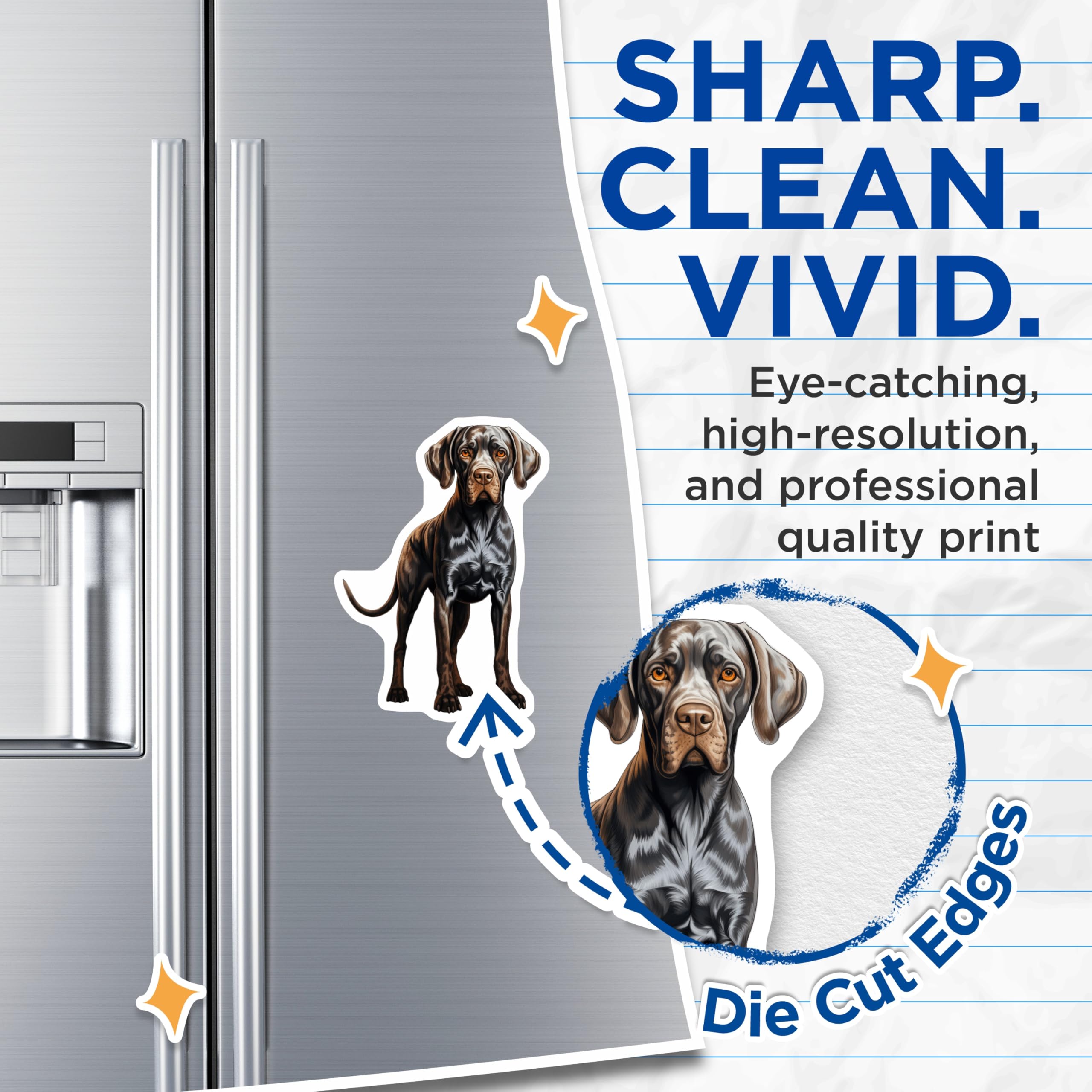 (2 Pack) German Shorthaired Pointer Magnets - GSP Dog Art - Pet Lover Fridge Decor - 5 Inches On Longest Side - Thick Durable Magnet - Made in USA - MAG24172