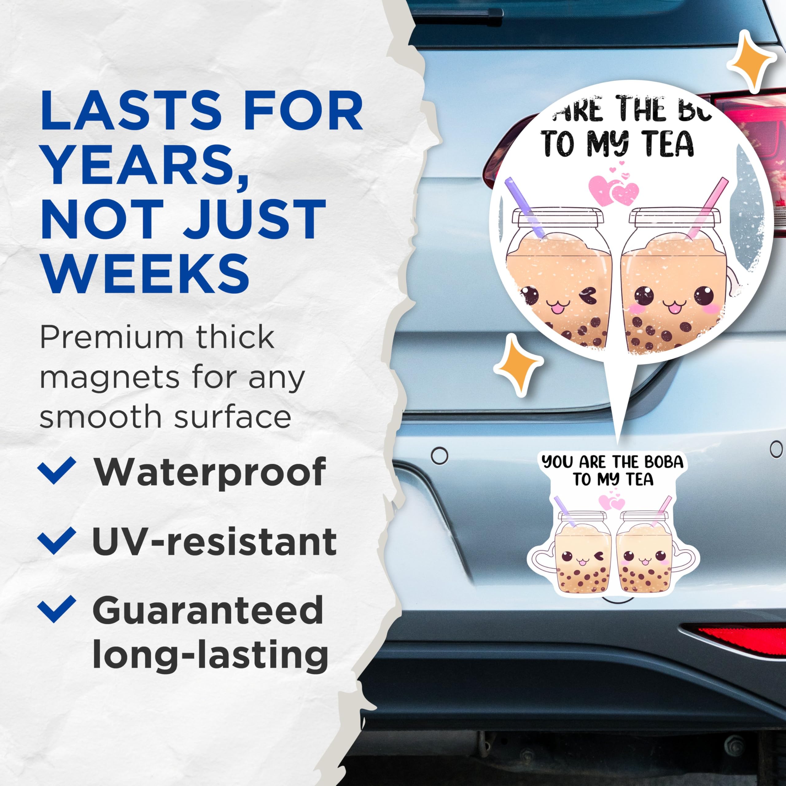 (2 Pack) You are The Boba to My Tea Magnets - 5" On Longest Side - for Cars, Fridges, Toolboxes - Made in USA - MAG7743