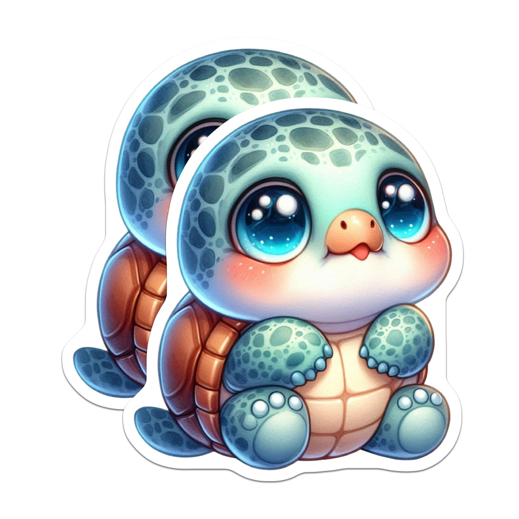 (2 Pack) Cute Turtle Magnets - Baby Sea Turtle Decor - Ocean Animal Art - Fridge Locker Magnets - 5 Inches On Longest Side - Thick Durable Magnet - Made in USA - MAG20746