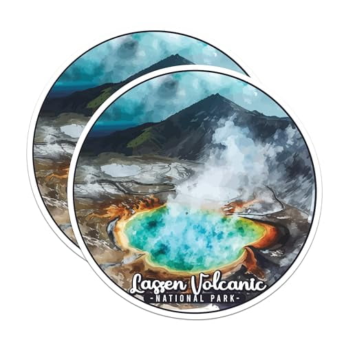 (2 Pack) Lassen Volcanic National Park Bumper Magnet - US National Park - Choose from 63 Parks - 5" On Longest Side - Decal for Car Bumper, Laptop, Water Bottle, Wall, and Window - MAG1628