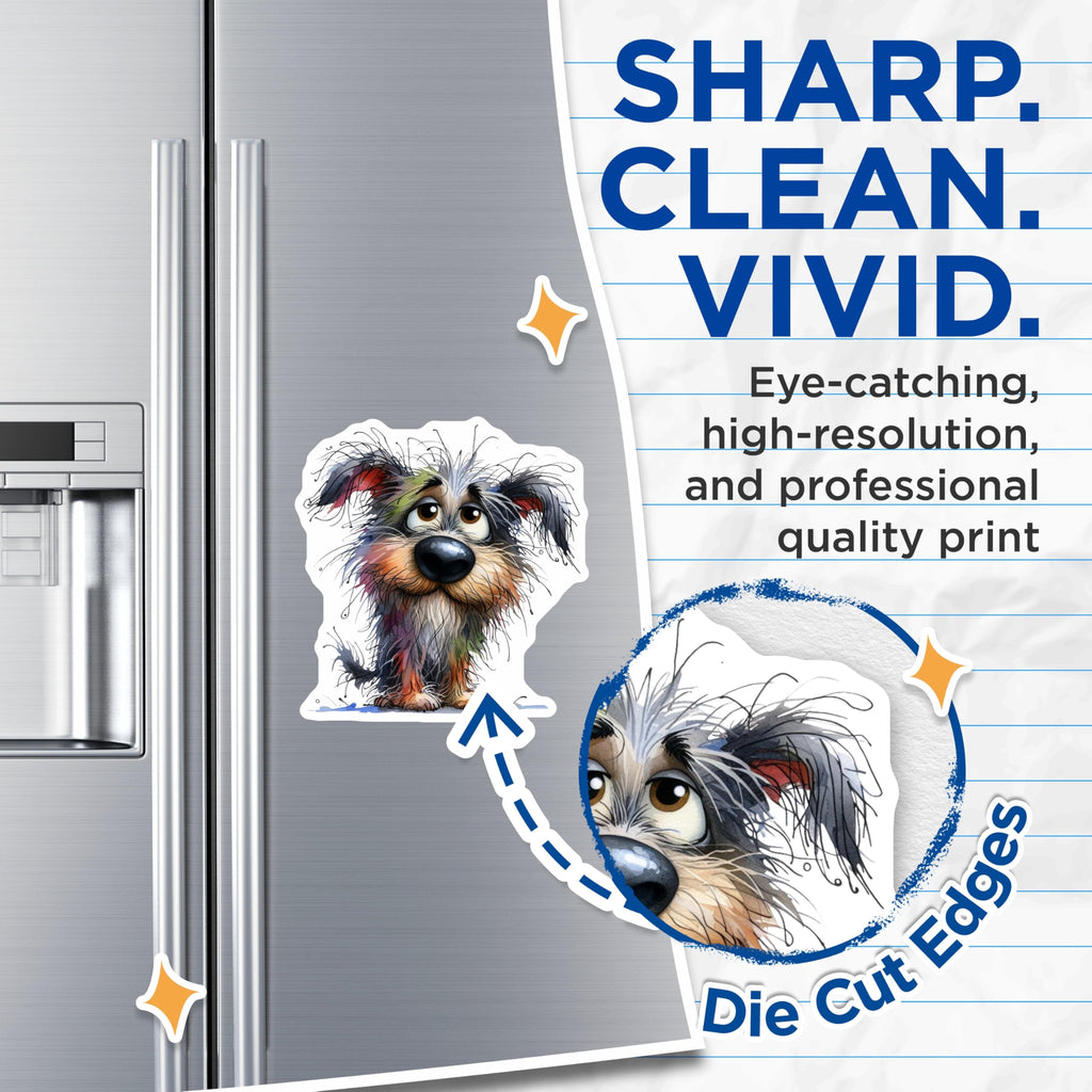 (2 Pack) Cute Scruffy Dog Magnets - Watercolor Pet Art - Whimsical Dog Lover Home Accents - Terrier Mix Companion - 5 Inches On Longest Side - Thick Durable Magnet - Made in USA - MAG25348