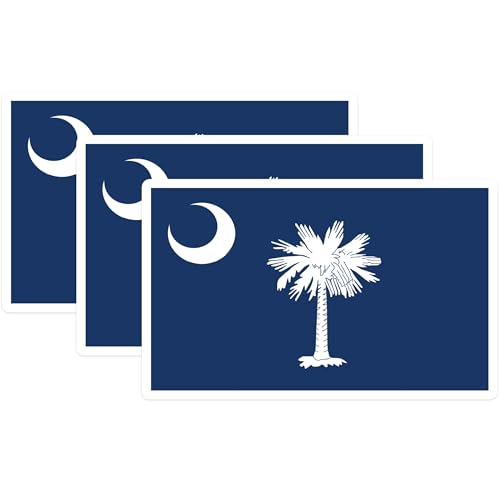 (3 Pack) South Carolina Flag Decals - Palmetto Tree - Laptop Stickers - 3 Inches On Longest Side - Easy Peel & Apply - Made in USA - 3MCS0212