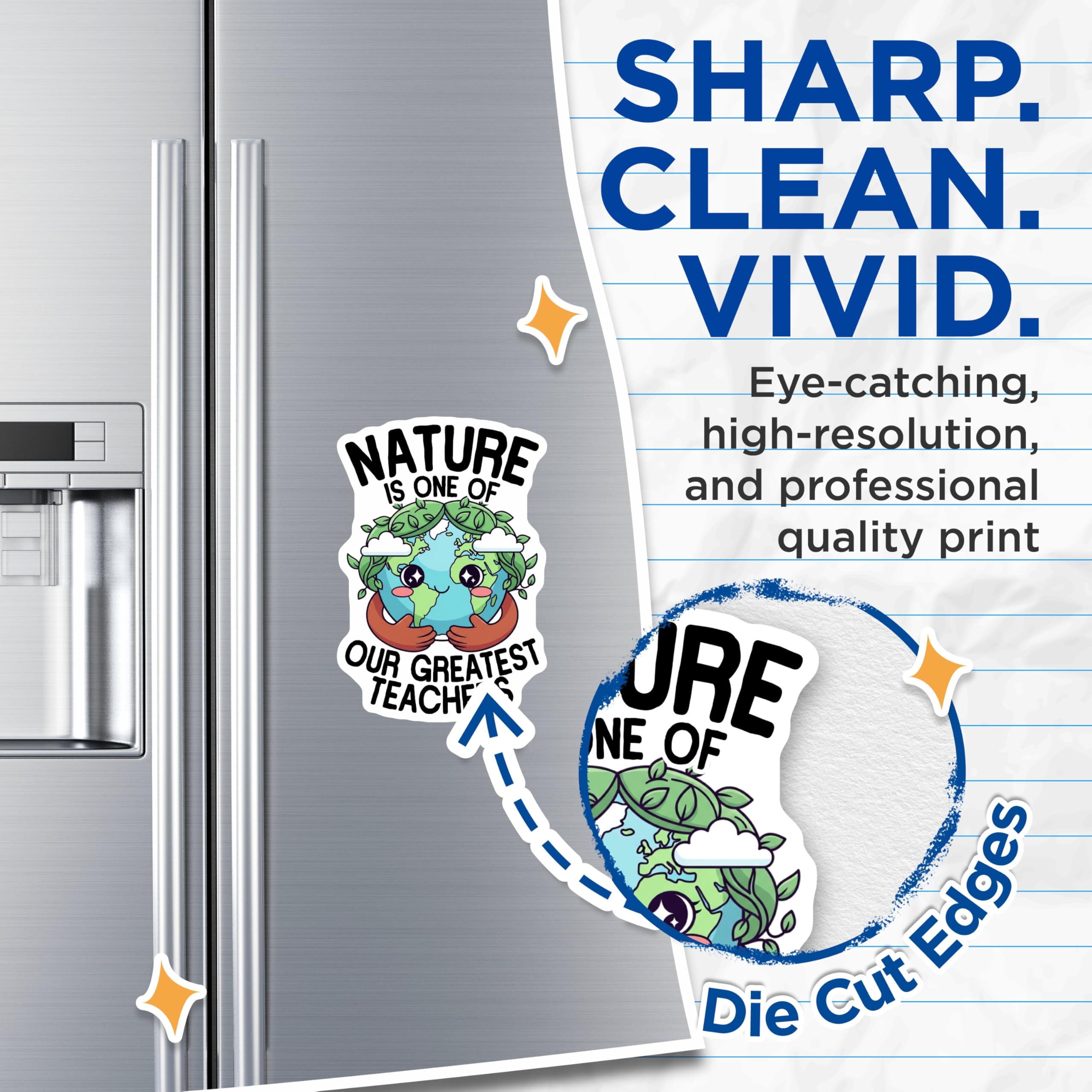 (2 Pack) Nature Teacher Magnets - Environmental Earth Quote - Inspirational Classroom Refrigerator Decoration for Home - 5 Inches On Longest Side - Thick Durable Magnet - Made in USA - MAG20937