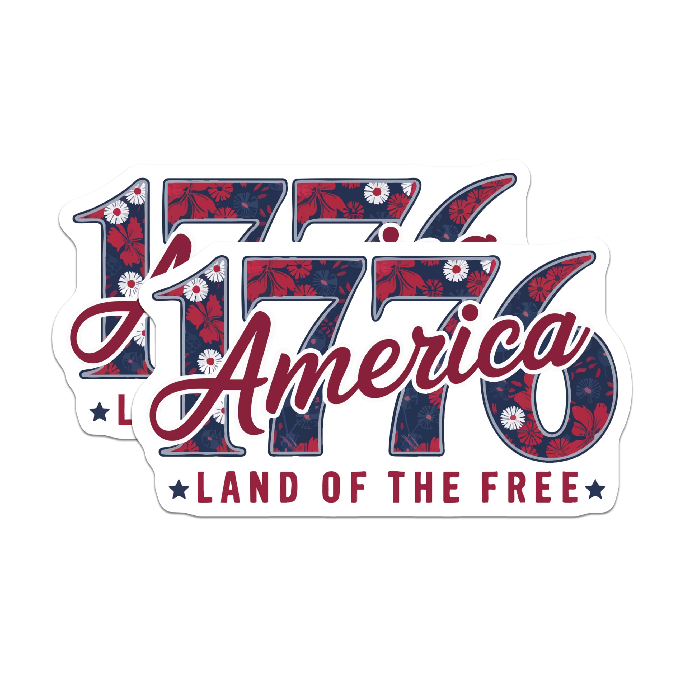 (2 Pack) 1776 America Magnets - Patriotic USA Decor - Independence Day Celebration - Land of the Free Display - 5 Inches On Longest Side - Thick Durable Magnet - Made in USA - MAG21558