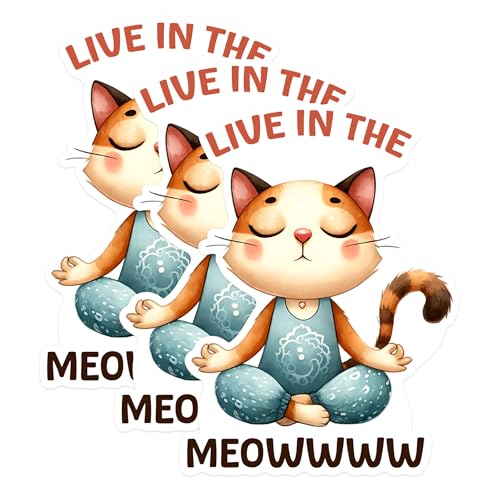 (3 Pack) Yoga Cat Decals - Meditation Kitty - Funny Cat Laptop Decal - 3 Inches On Longest Side - Easy Peel & Apply - Made in USA - 3MCS1296