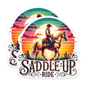 (2 Pack) Saddle Up Ride Magnets - Cowboy Horse Magnet - Western Wall Decor - 5" On Longest Side - for Cars, Fridges, Toolboxes - Made in USA - MAG6904