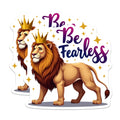 (2 Pack) Fearless Lion Magnets - Motivational Quote Decor - Regal Animal Inspiration - Strength Symbol - 5 Inches On Longest Side - Thick Durable Magnet - Made in USA - MAG37430