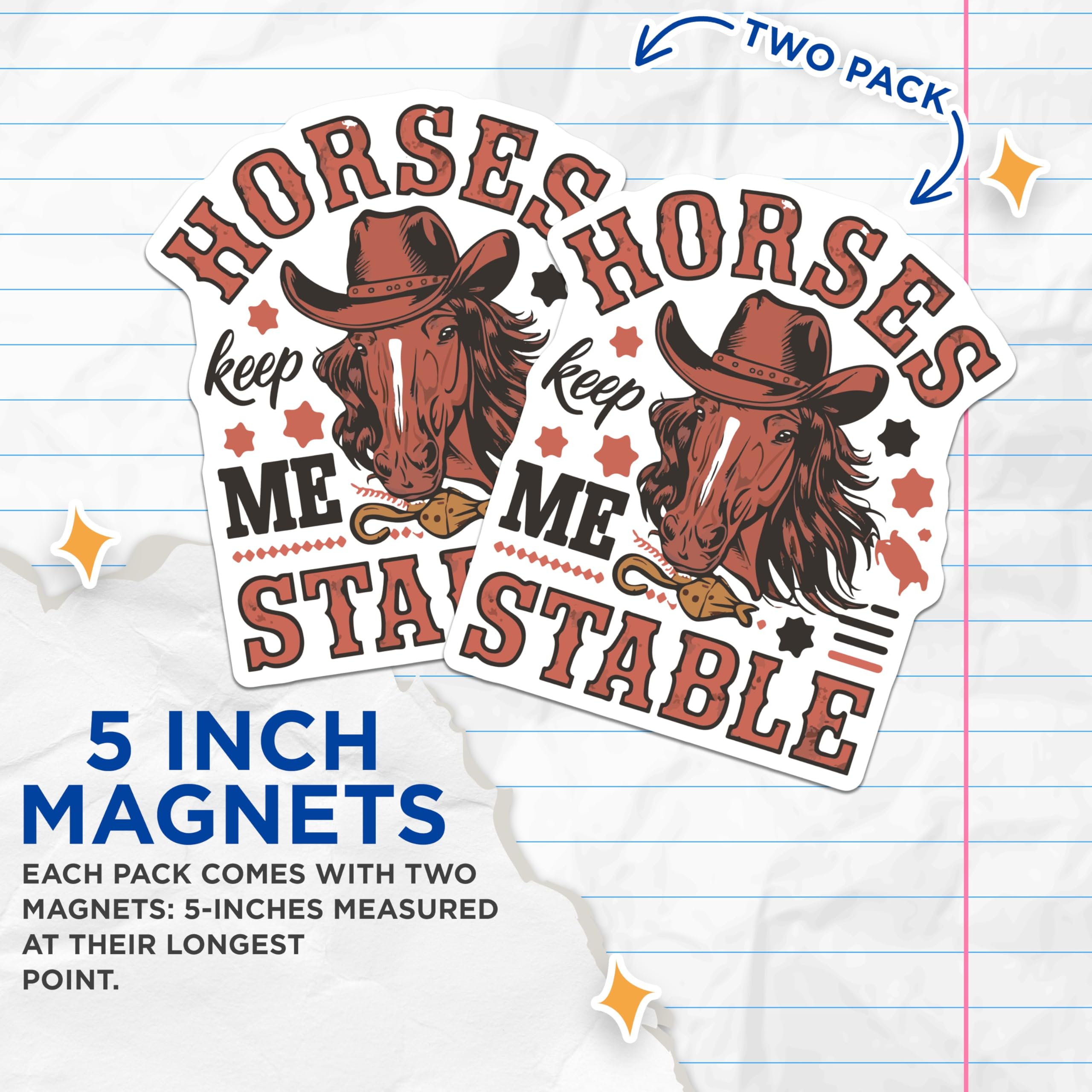 (2 Pack) Horse Magnets - Western Cowboy Decor - Equestrian Fridge Magnets - 5" On Longest Side - Premium Magnet - for Cars, Refrigerators, Toolboxes, Lockers - Made in USA - MAG15480