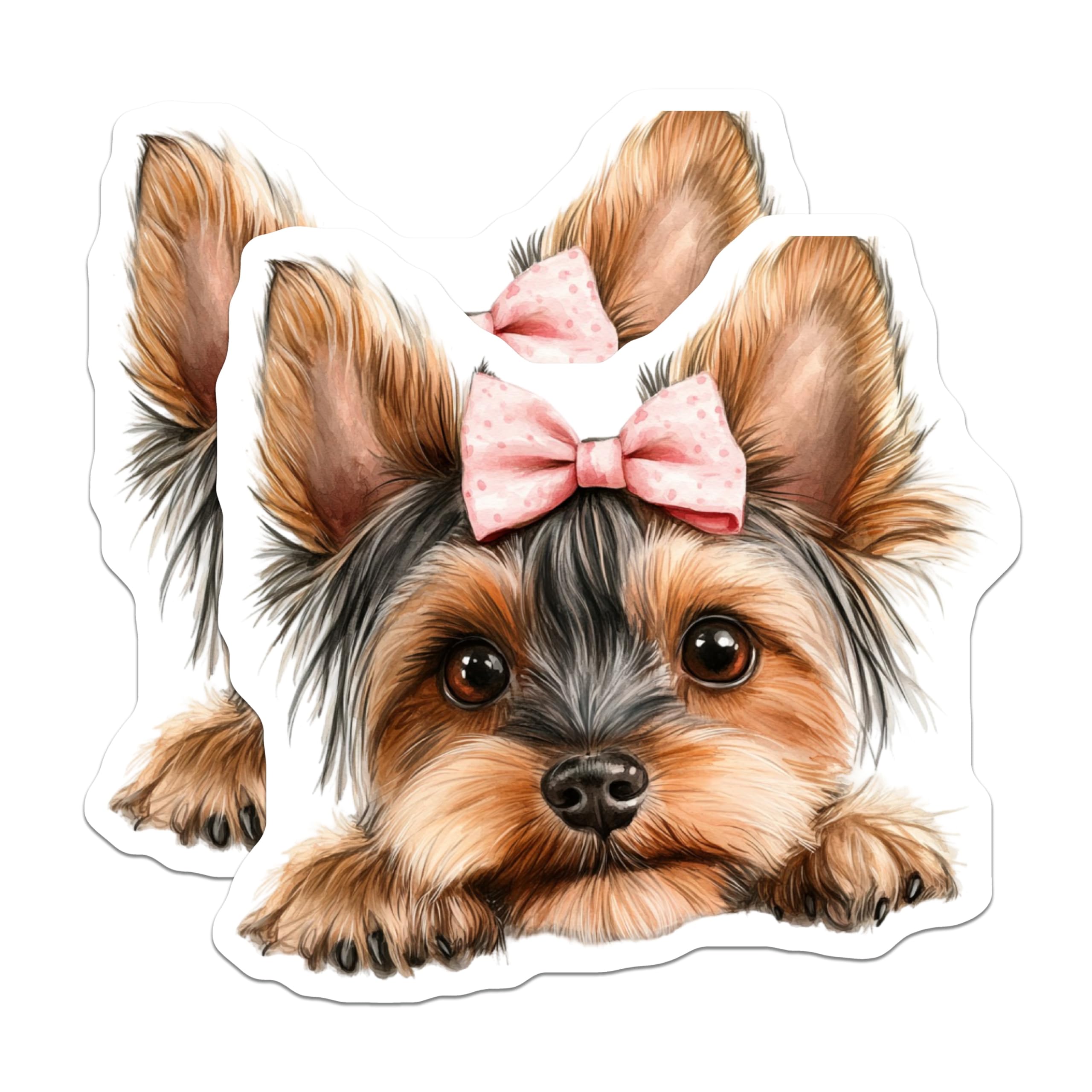 (2 Pack) Yorkshire Terrier Magnets - Cute Dog Bow - Puppy Lover Refrigerator Magnets - 5" On Longest Side - Premium Magnet - for Cars, Refrigerators, Toolboxes, Lockers - Made in USA - MAG15484
