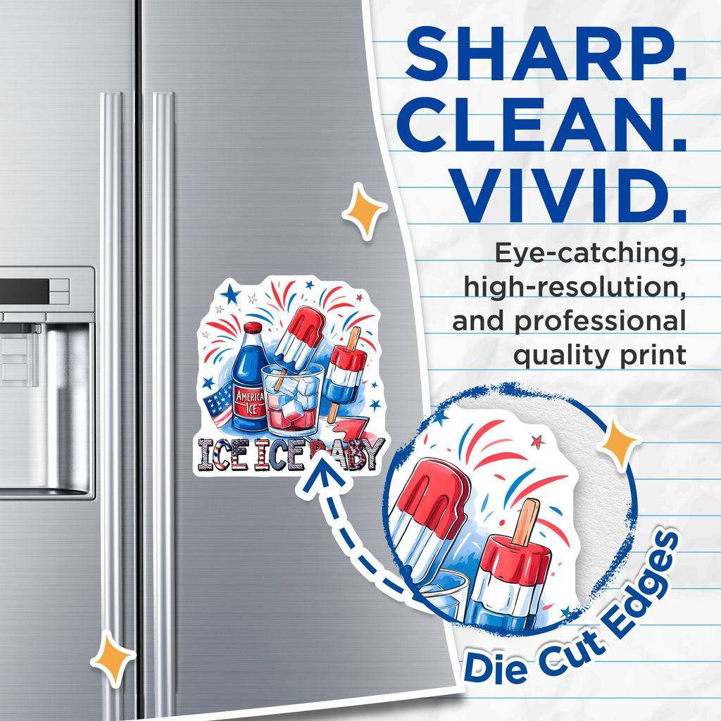 (2 Pack) 4th of July Magnets - Patriotic Ice Pop - Summer Fridge Decor - 5 Inches On Longest Side - Thick Durable Magnet - Made in USA - MAG38777
