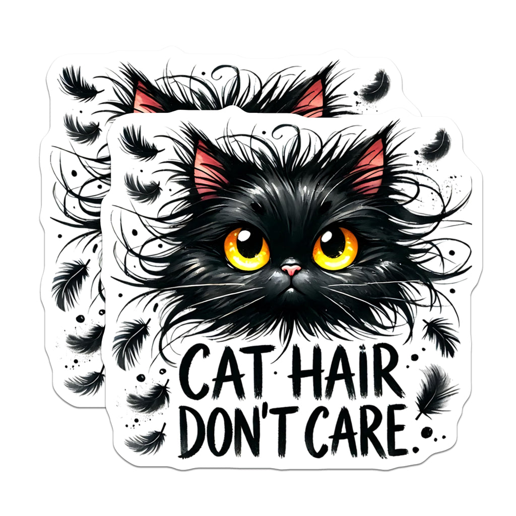 (2 Pack) Cat Hair Dont Care Magnets - Funny Feline - Cute Cat Owner Decor - 5" On Longest Side - Premium Magnet - for Cars, Refrigerators, Toolboxes, Lockers - Made in USA - MAG15780