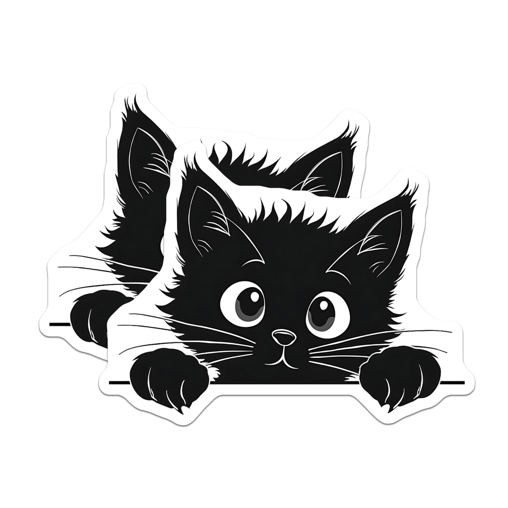 (2 Pack) Black Cat Magnets - Kitten Peek Design - Fridge Magnets - 5" On Longest Side - Premium Magnet - for Cars, Refrigerators, Toolboxes, Lockers - Made in USA - MAG14070