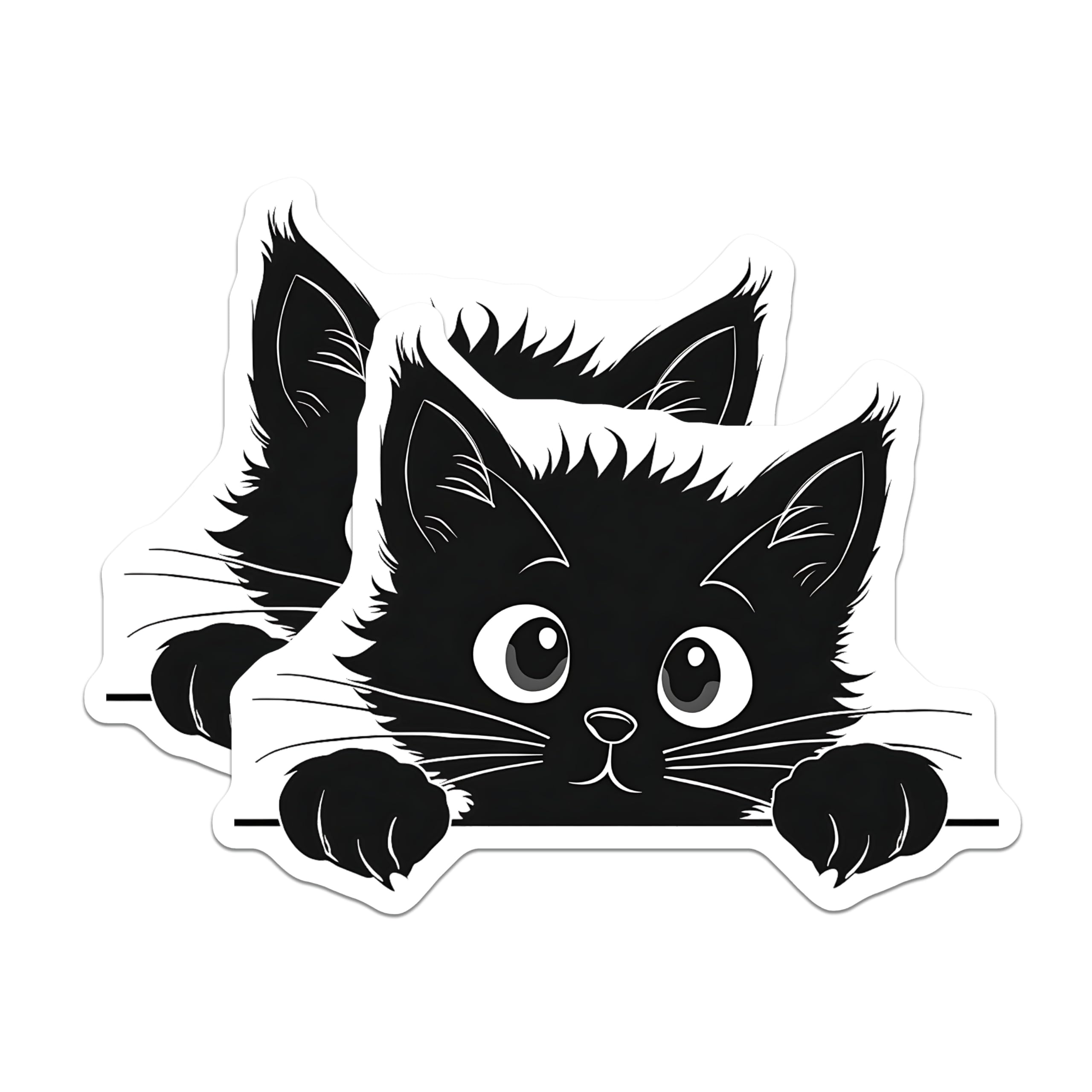 (2 Pack) Black Cat Magnets - Kitten Peek Design - Fridge Magnets - 5" On Longest Side - Premium Magnet - for Cars, Refrigerators, Toolboxes, Lockers - Made in USA - MAG14070