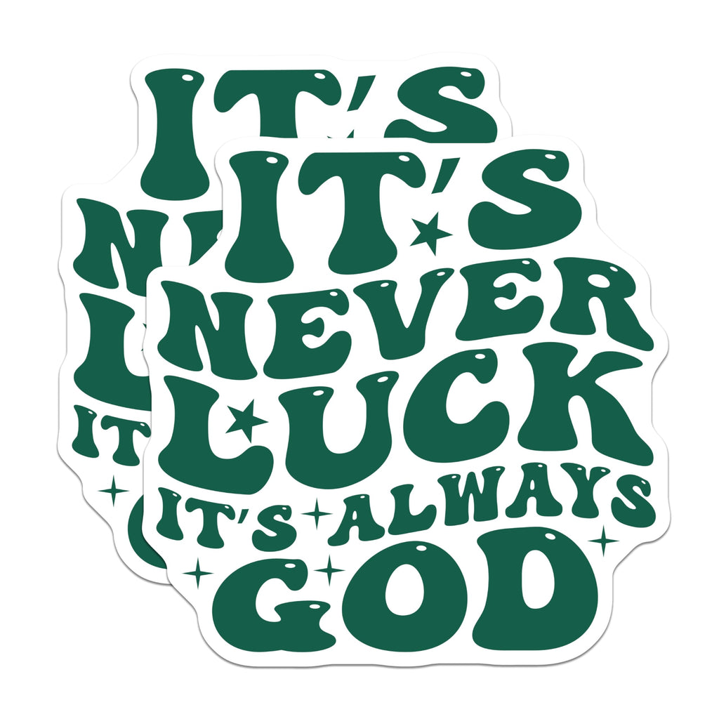 (2 Pack) Its Never Luck Its Always God Magnets - Christian Faith Decor - Retro Spiritual Quote Inspiration - 5 Inches On Longest Side - Thick Durable Magnet - Made in USA - MAG27240