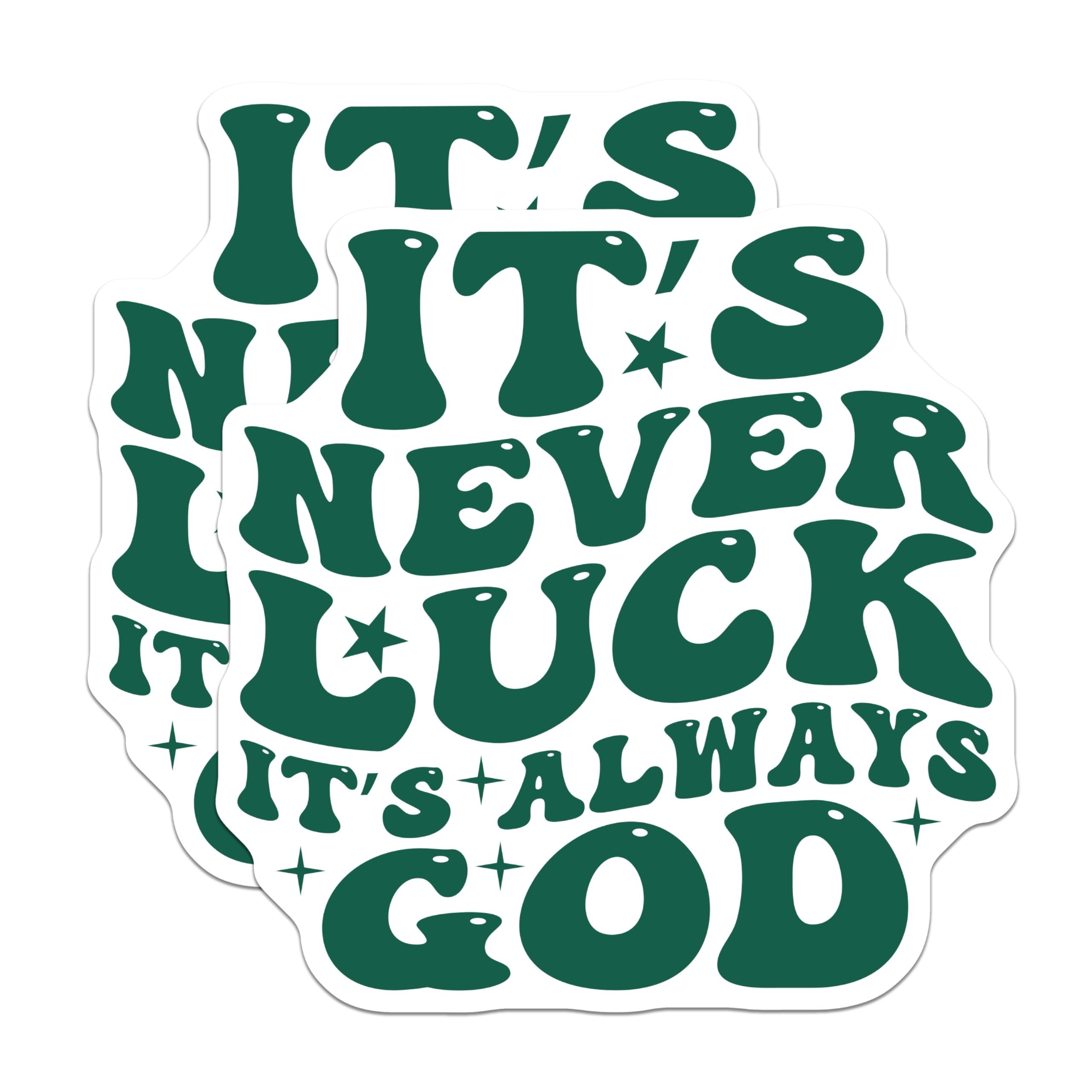 (2 Pack) Its Never Luck Its Always God Magnets - Christian Faith Decor - Retro Spiritual Quote Inspiration - 5 Inches On Longest Side - Thick Durable Magnet - Made in USA - MAG27240