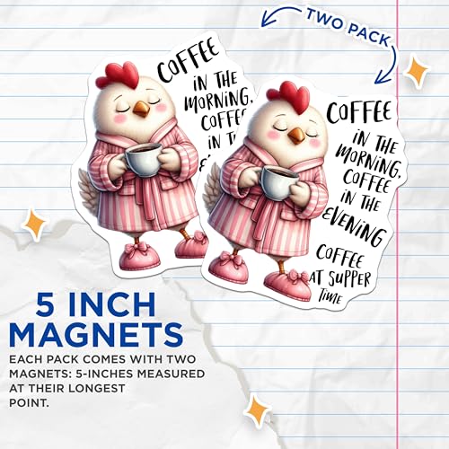 (2 Pack) Coffee Lover Magnets - Funny Fridge Magnets - Kitchen - 5" On Longest Side - for Cars, Fridges, Toolboxes - Made in USA - MAG4512