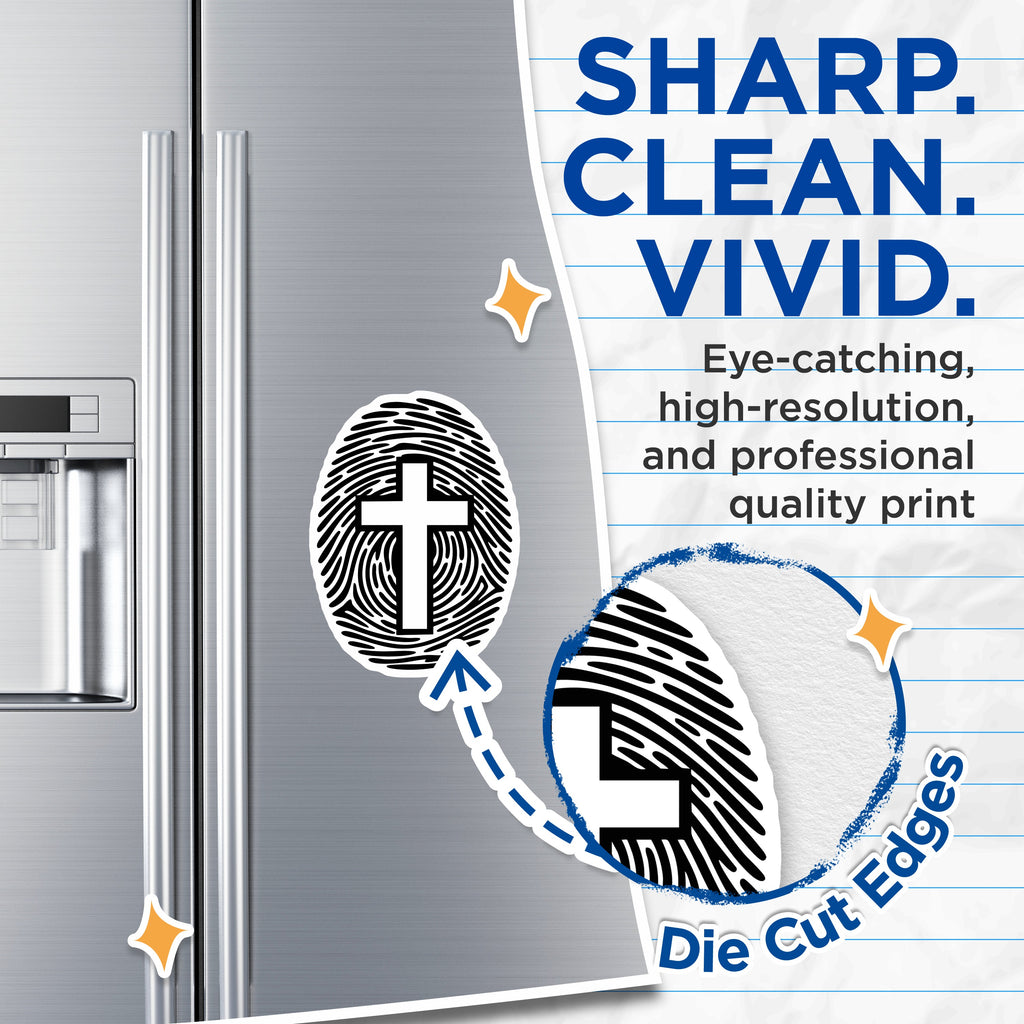 (2 Pack) Christian Cross Magnets - Fingerprint Faith Decor - Spiritual Affirmation Refrigerator Locker Display - 5 Inches On Longest Side - Thick Durable Magnet - Made in USA - MAG37186