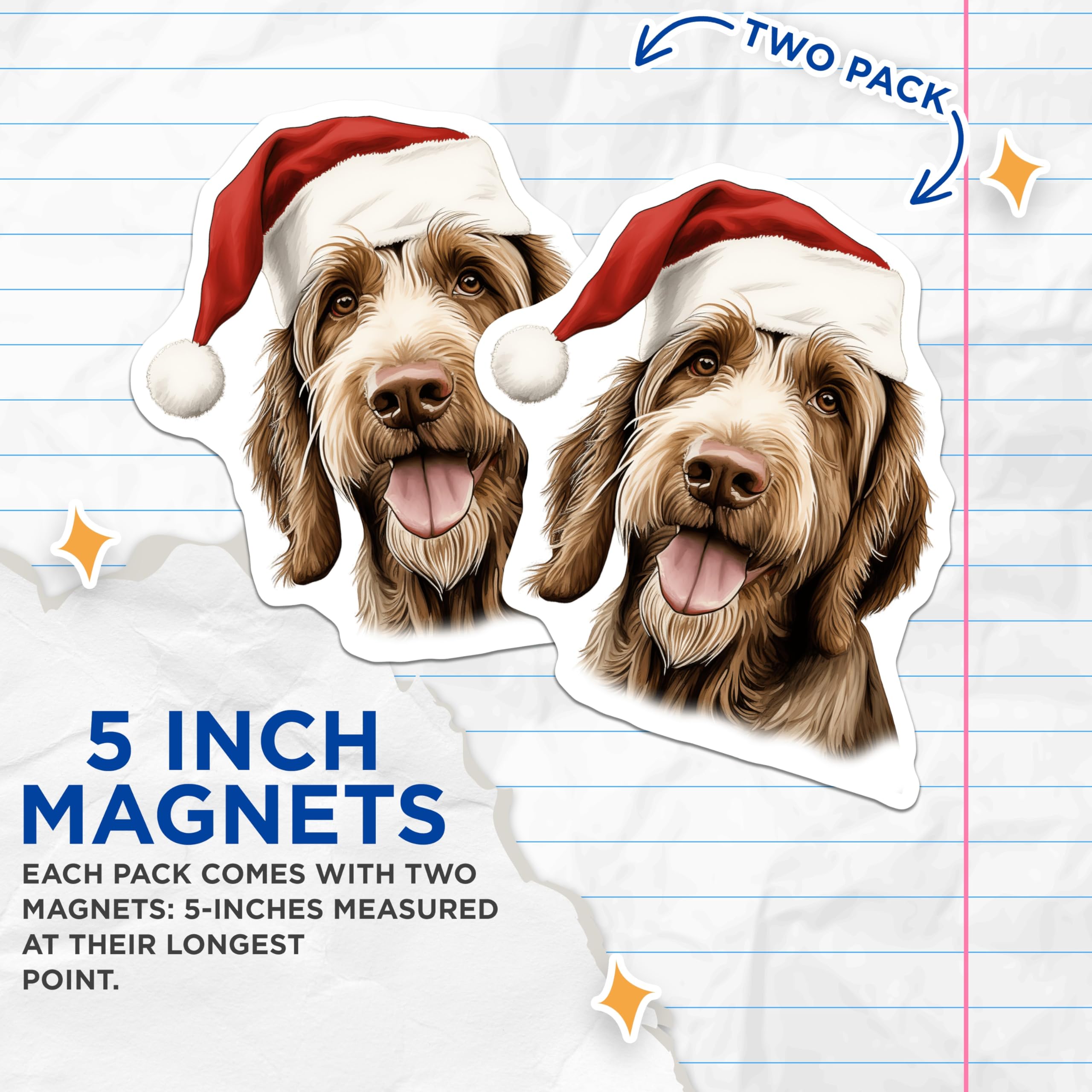(2 Pack) Christmas Dog Magnets - Santa Hat Pet Lover Home Decor - Holiday Refrigerator Magnets for Dog Parents - 5 Inches On Longest Side - Thick Durable Magnet - Made in USA - MAG27501