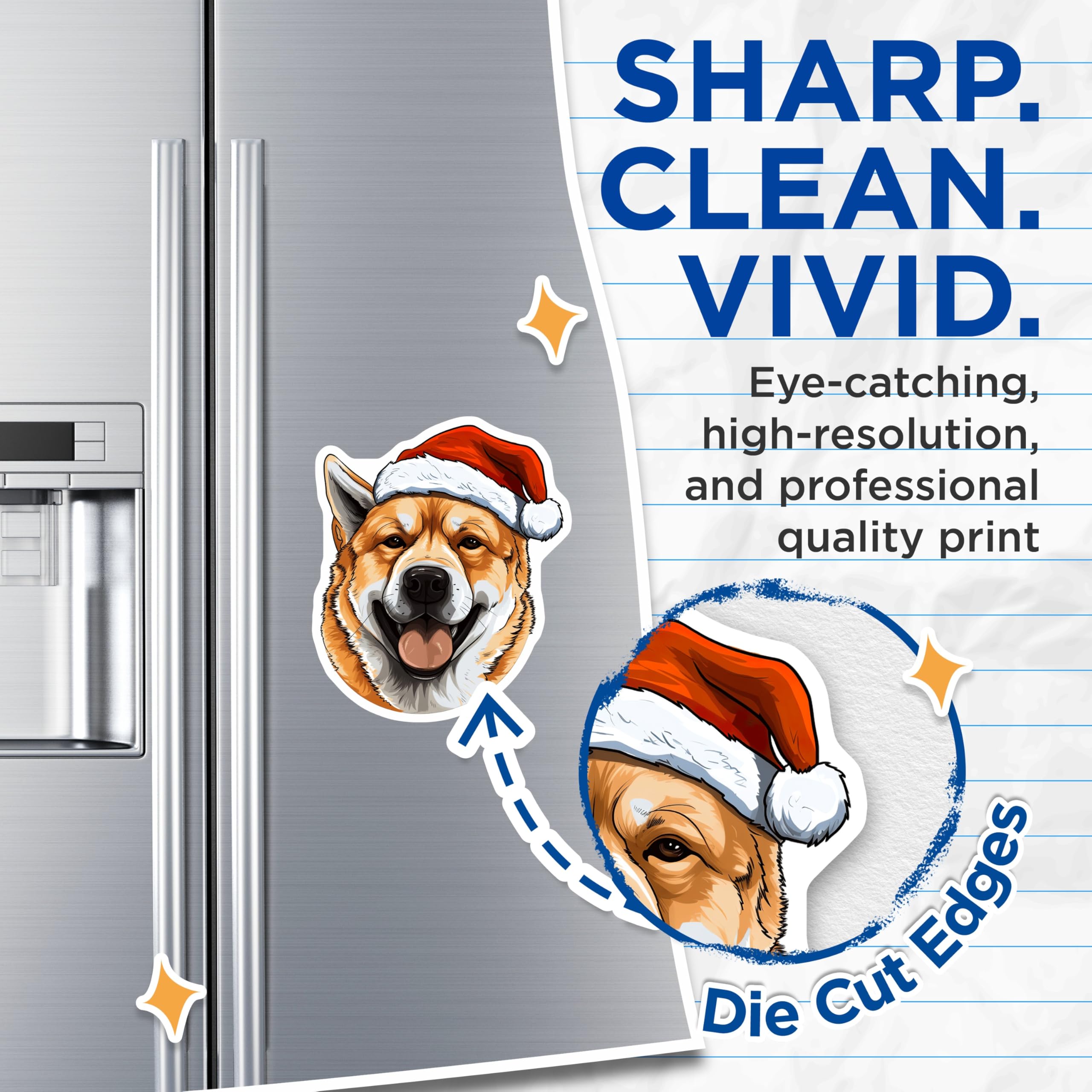 (2 Pack) Shiba Inu Magnets - Christmas Dog Magnets - Santa Hat Festive Animal Decals - 5 Inches On Longest Side - Thick Durable Magnet - Made in USA - MAG24280