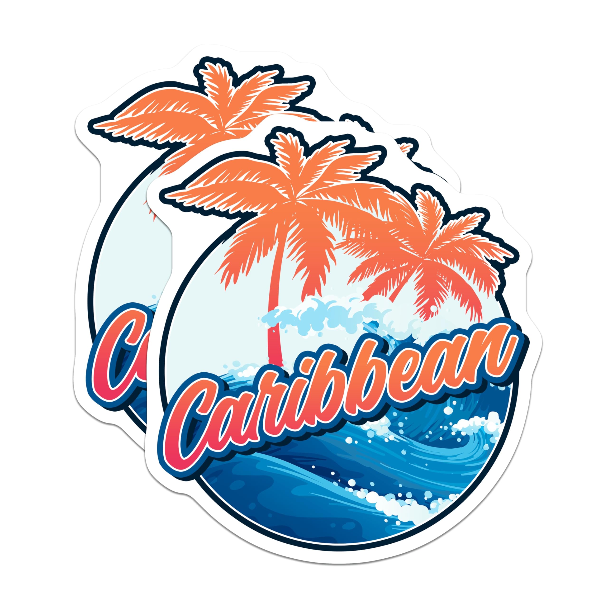 (2 Pack) Caribbean Magnets - Tropical Decor - Island Vibes Fridge Decor - 5" On Longest Side - Premium Magnet - for Cars, Refrigerators, Toolboxes, Lockers - Made in USA - MAG17227