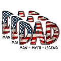 (3 Pack) Dad Man Myth Legend Decals - American Flag Dad - Patriotic Decals - 3 Inches On Longest Side - Easy Peel & Apply - Made in USA - 3MCS6260