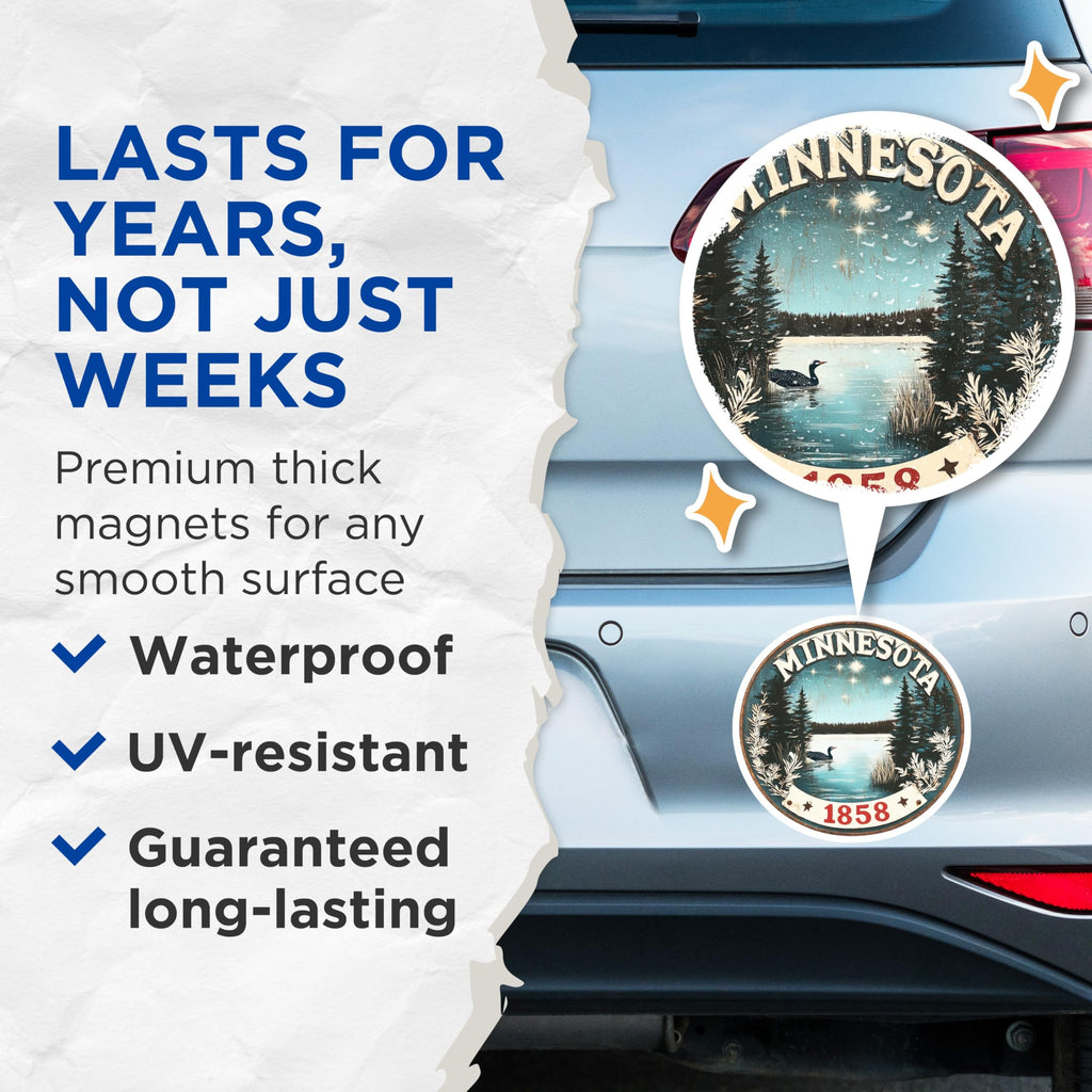 (2 Pack) Minnesota Loon Magnets - Lake Decor - Cabin Refrigerator Accessories - 5" On Longest Side - Premium Magnet - for Cars, Refrigerators, Toolboxes, Lockers - Made in USA - MAG14455