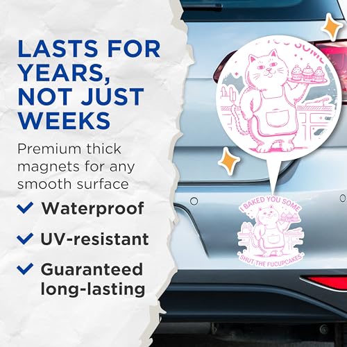 (2 Pack) I Baked You Some Shut The Cupcakes Magnets - Cute Cat Kitchen Magnets - Funny Cat Baking Magnets- 5" On Longest Side - for Fridges, Toolboxes, Cars - Made in USA - MAG3025
