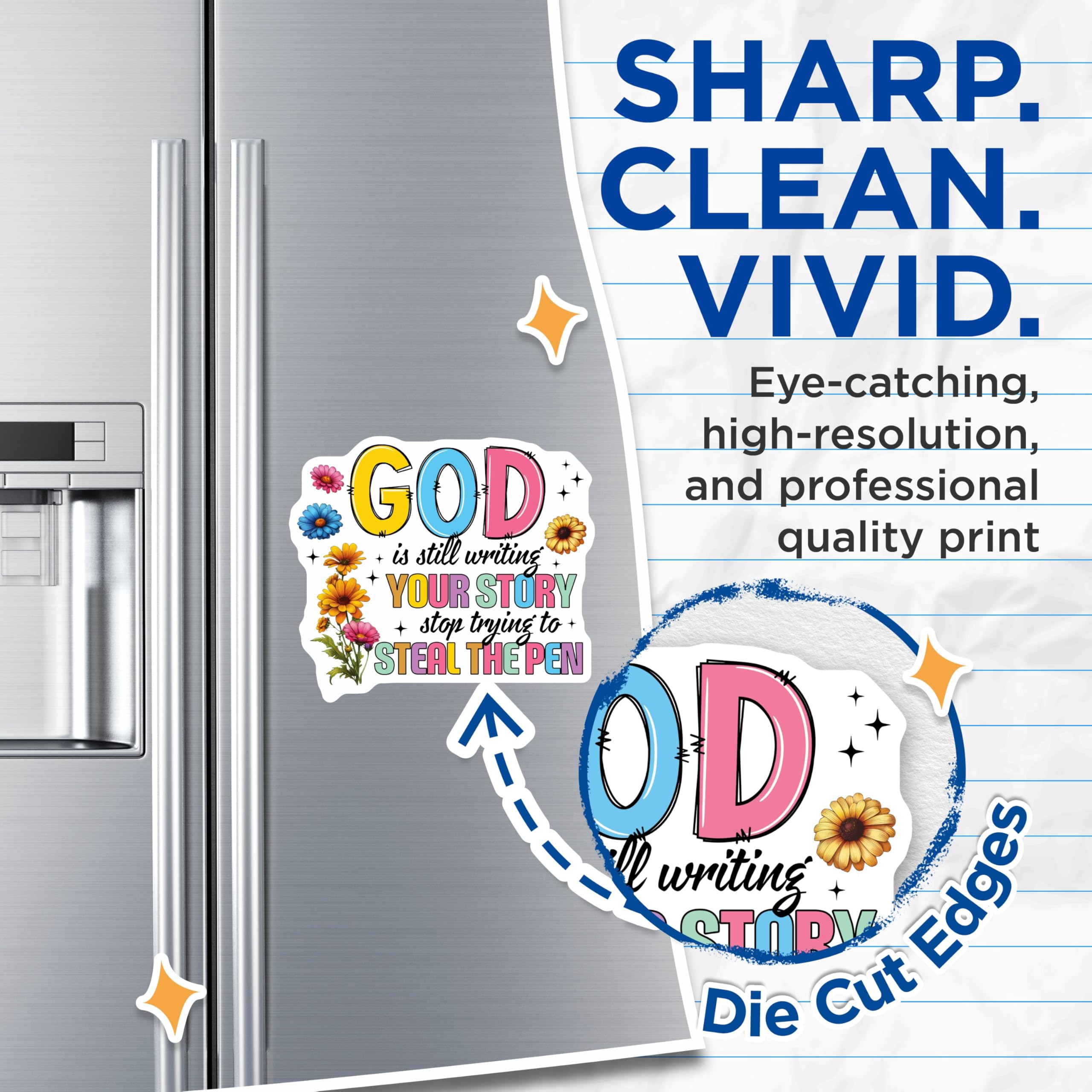 (2 Pack) God is Still Writing Your Story Magnets - Inspirational Quotes - Flower - 5" On Longest Side - for Cars, Fridges, Toolboxes - Made in USA - MAG3745