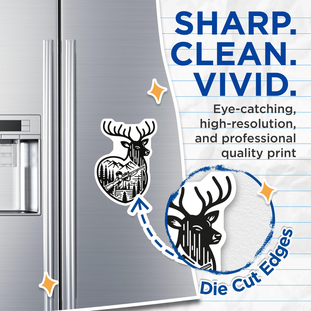 (2 Pack) Deer Hunting Magnets - Hunter Decor - Hunting Season Collectibles - Nature Wilderness Scene - Mountain Wildlife Art - 5 Inches On Longest Side - Thick Durable Magnet - Made in USA - MAG21227