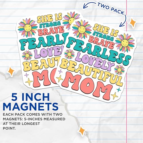 (2 Pack) She is Strong Brave Magnets Magnets - 5" On Longest Side - Made in USA - Sticks to Refrigerators & Metal Surfaces - MAG9210
