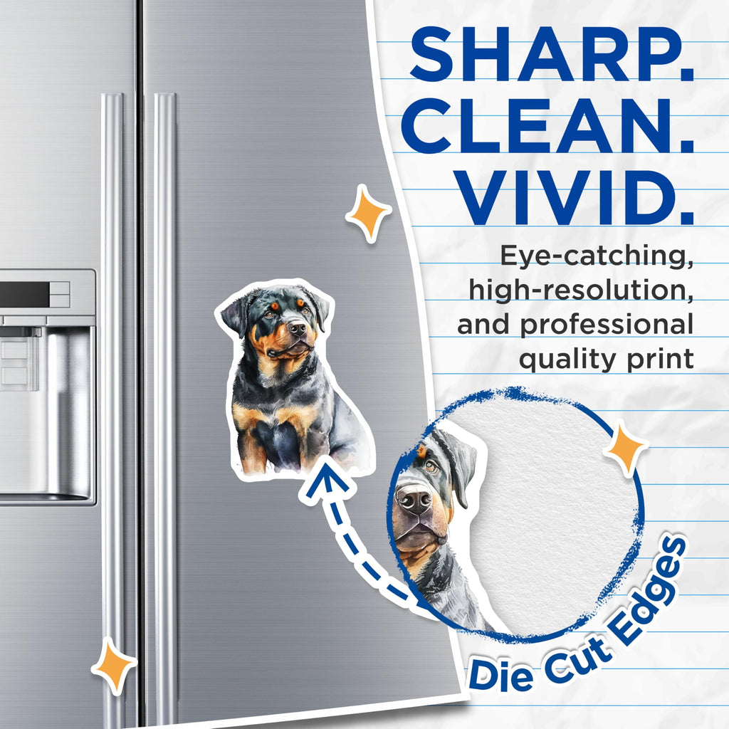 (2 Pack) Rottweiler Magnets - Dog Breed Art - Refrigerator Decor - 5" On Longest Side - Premium Magnet - for Cars, Refrigerators, Toolboxes, Lockers - Made in USA - MAG16162