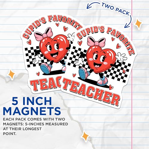 (2 Pack) Cupids Favorite Teacher Magnets - 5" On Longest Side - for Cars, Fridges, Toolboxes - Made in USA - MAG7647