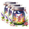 (3 Pack) Pig in Jar Decals - Cute Animal Sticker - Floral Illustration Decals - 3 Inches On Longest Side - Easy Peel & Apply - Made in USA - 3MCS8131