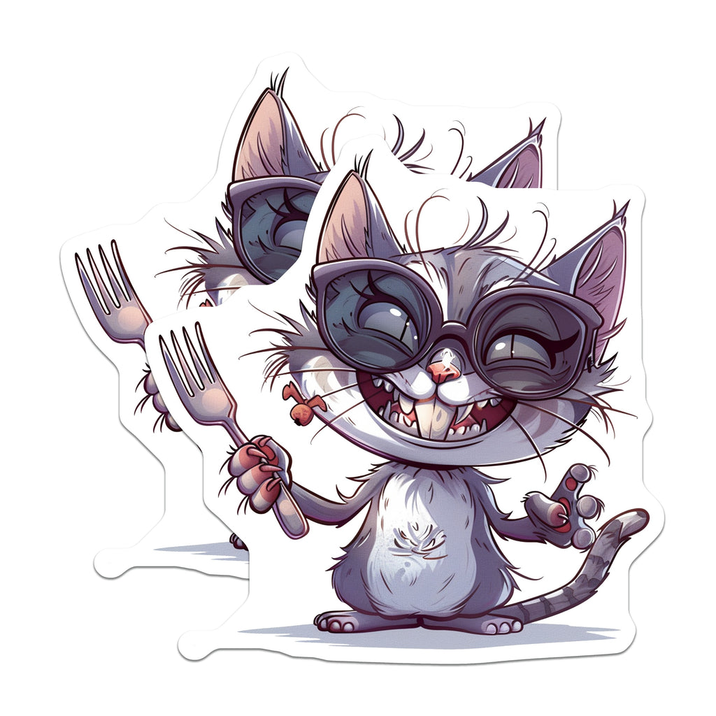 (2 Pack) Funny Cat Magnets - Mischievous Kitty Fridge Decor - Animal Lover Present Idea - Quirky Feline Art - 5 Inches On Longest Side - Thick Durable Magnet - Made in USA - MAG36611