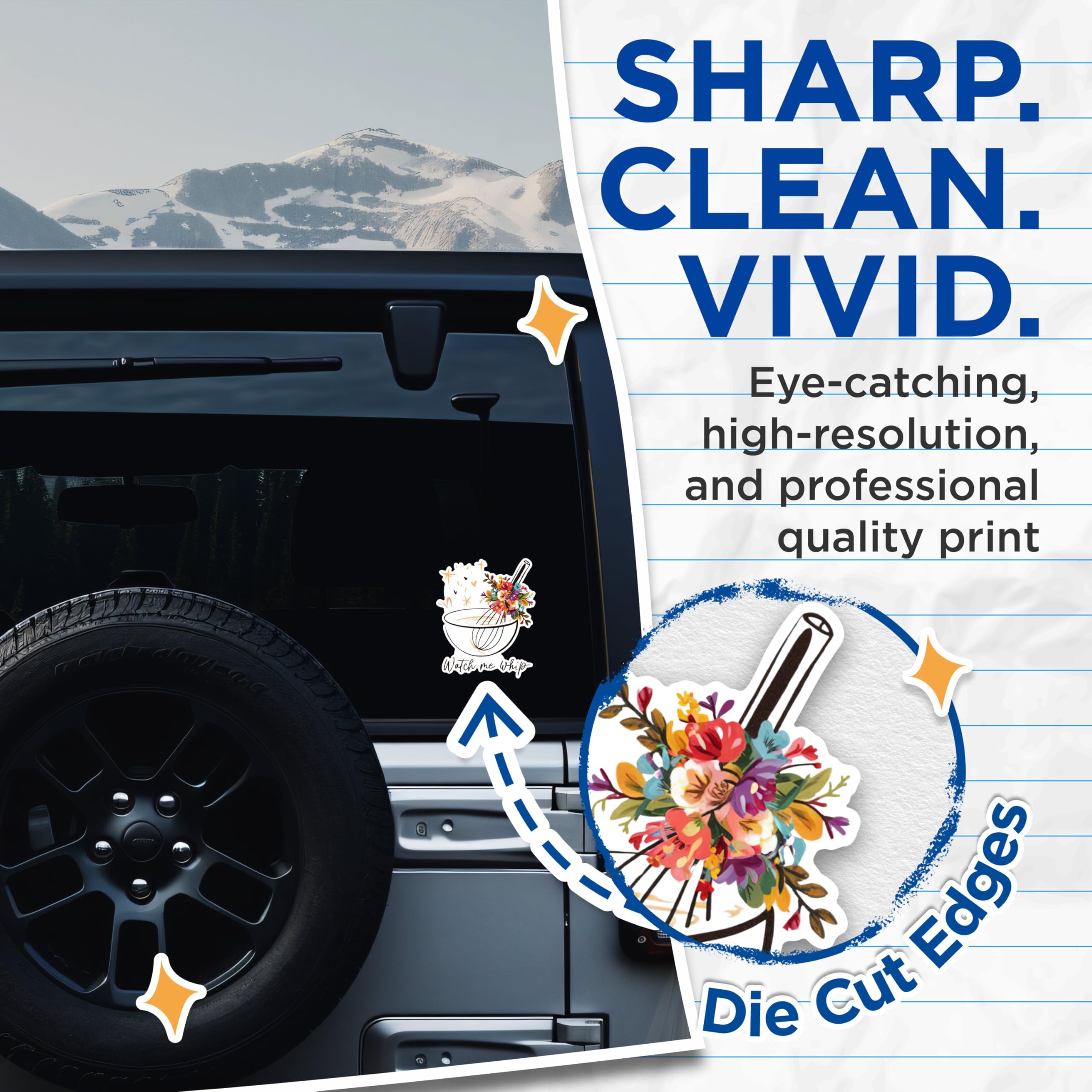 (2 Pack) Watch Me Whip Stickers - Baking Stickers - Whisk Stickers - Cook Stickers - Kitchen Decor - 5" On Longest Side - Sticks to Any Smooth Flat Surface - Made in USA - BMCS3051