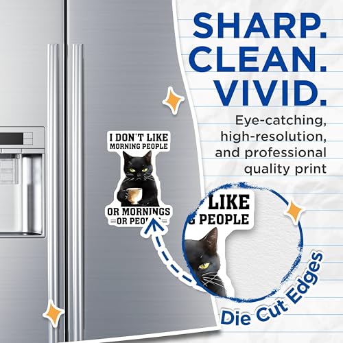 (2 Pack) Cat Lover Magnets - Black Cat - 5" On Longest Side - for Cars, Fridges, Toolboxes - Made in USA - MAG7738